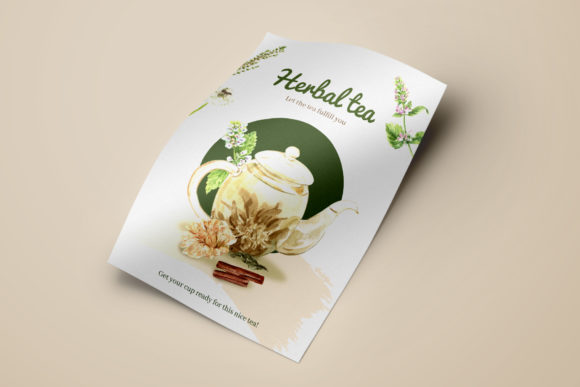 一套健康养生茶文艺主题水彩插画PNG透明素材