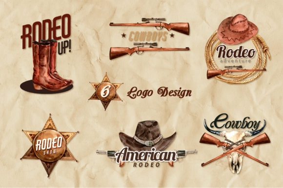 西部牛仔英雄故事水彩画PNG透明素材包