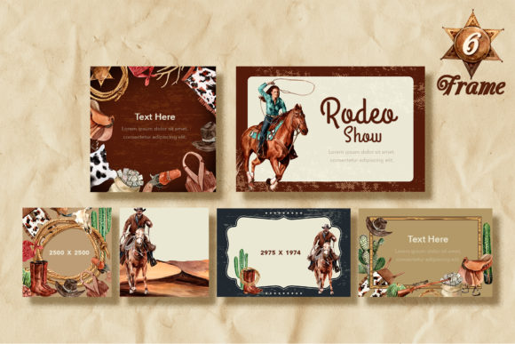 西部牛仔英雄故事水彩画PNG透明素材包