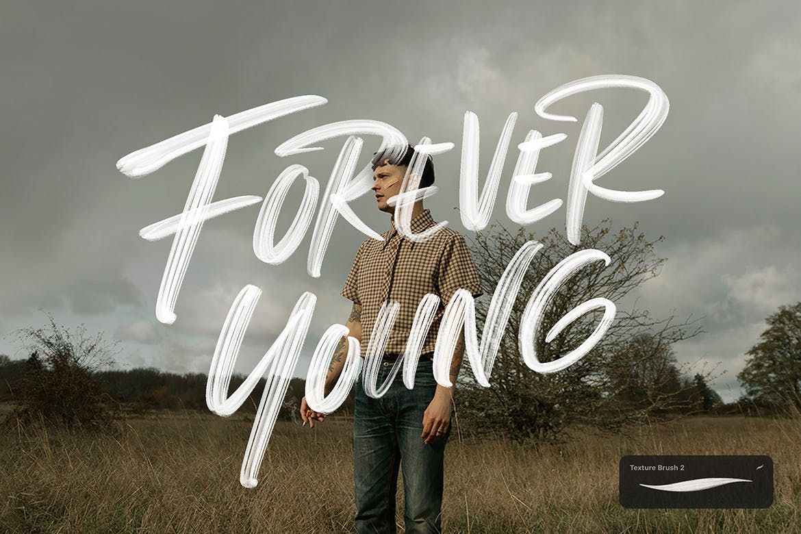 粗犷写意毛笔字母Procreate笔刷下载