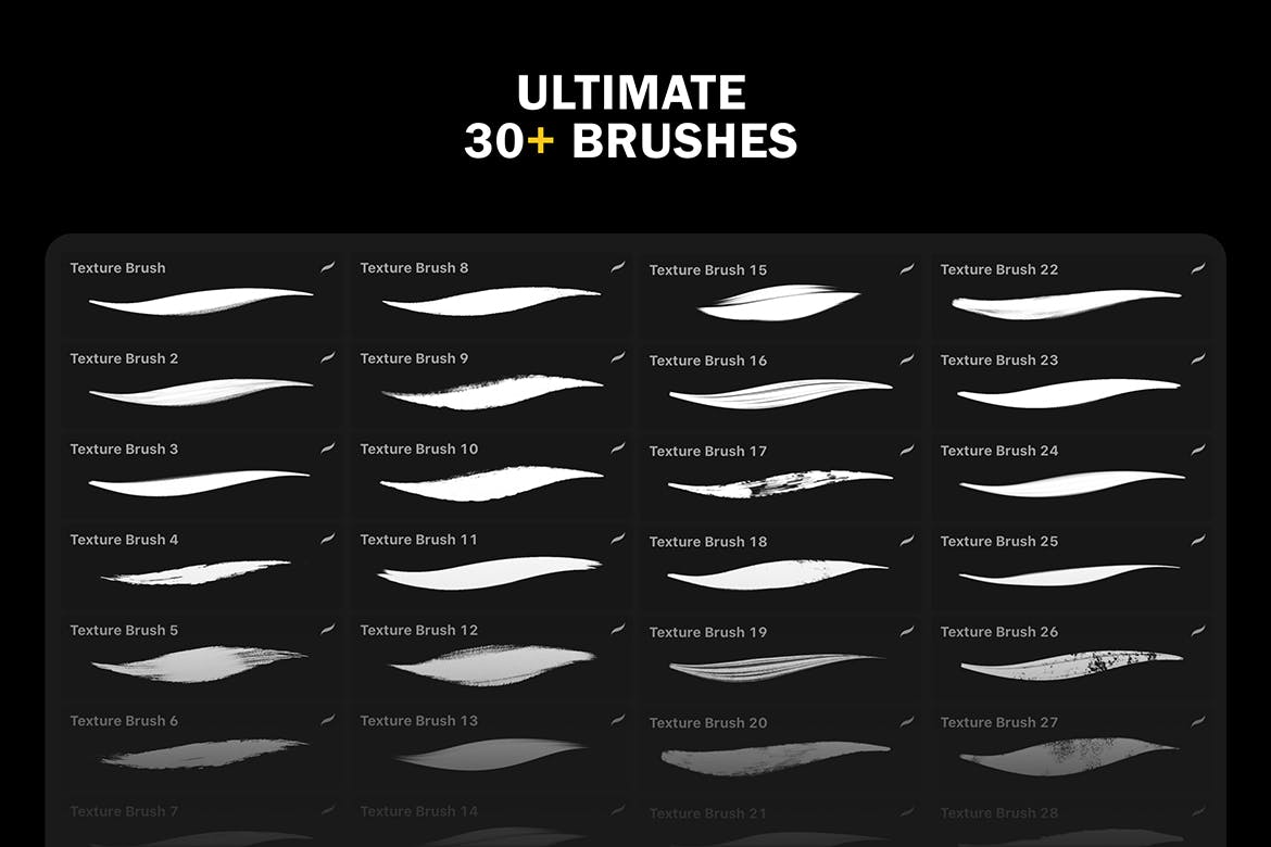 粗犷写意毛笔字母Procreate笔刷下载