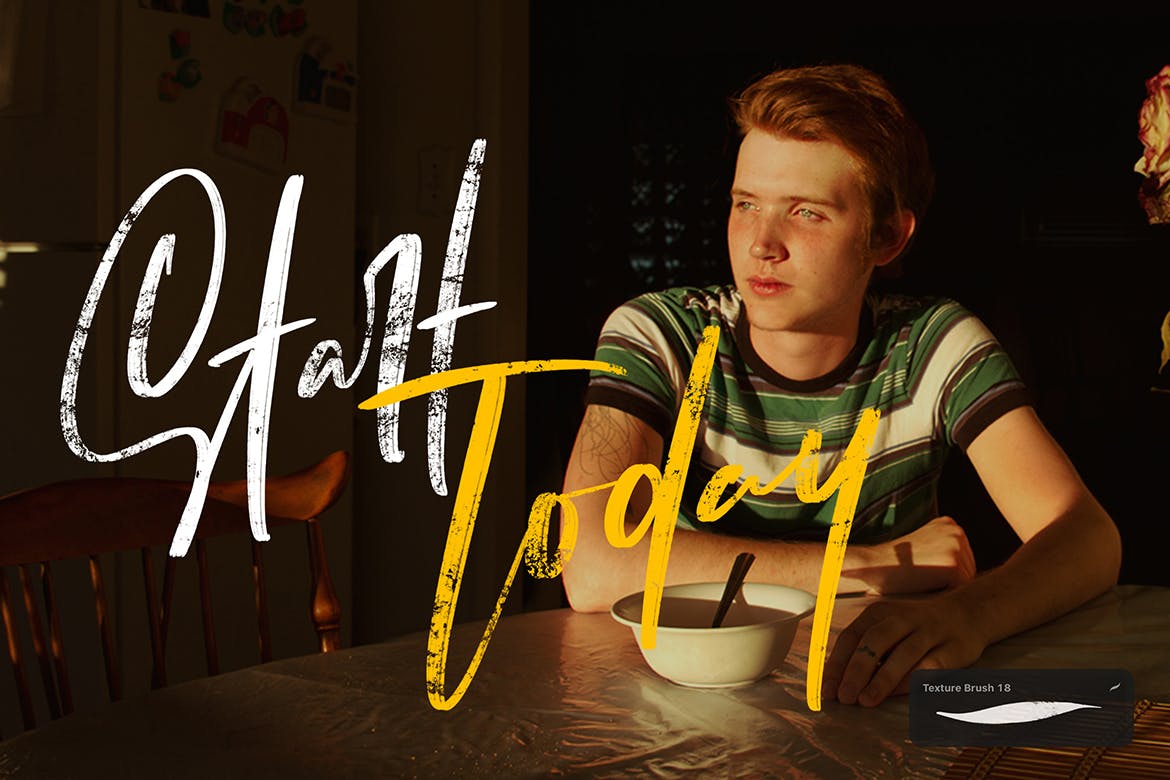 粗犷写意毛笔字母Procreate笔刷下载