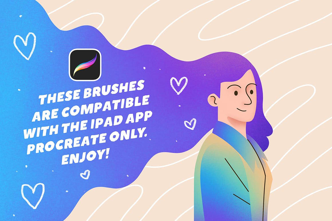 一组超级时尚的Procreate插画绘画笔刷