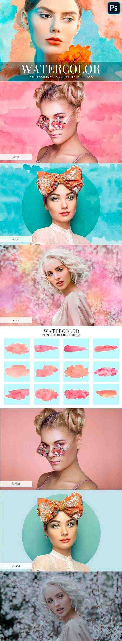 21个水彩画背景照片PNG叠层素材