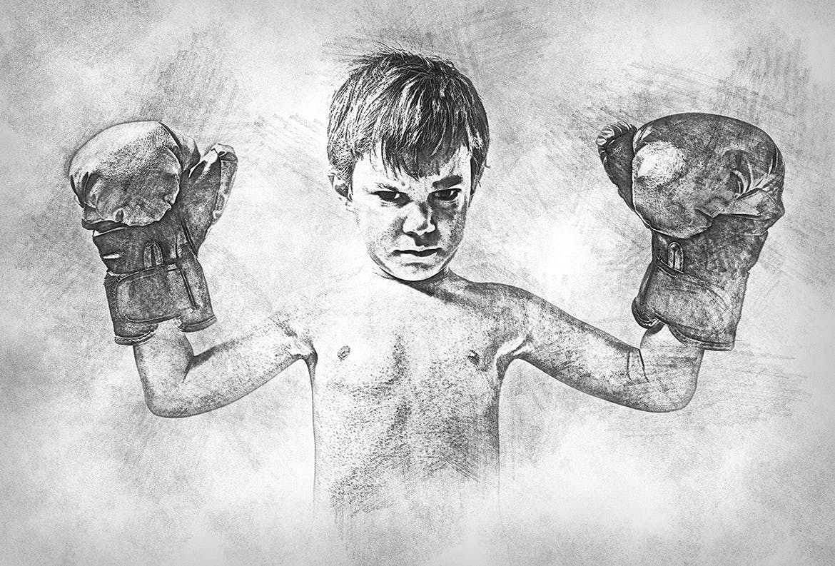 一键生成炭笔粉笔素描效果PS动作下载