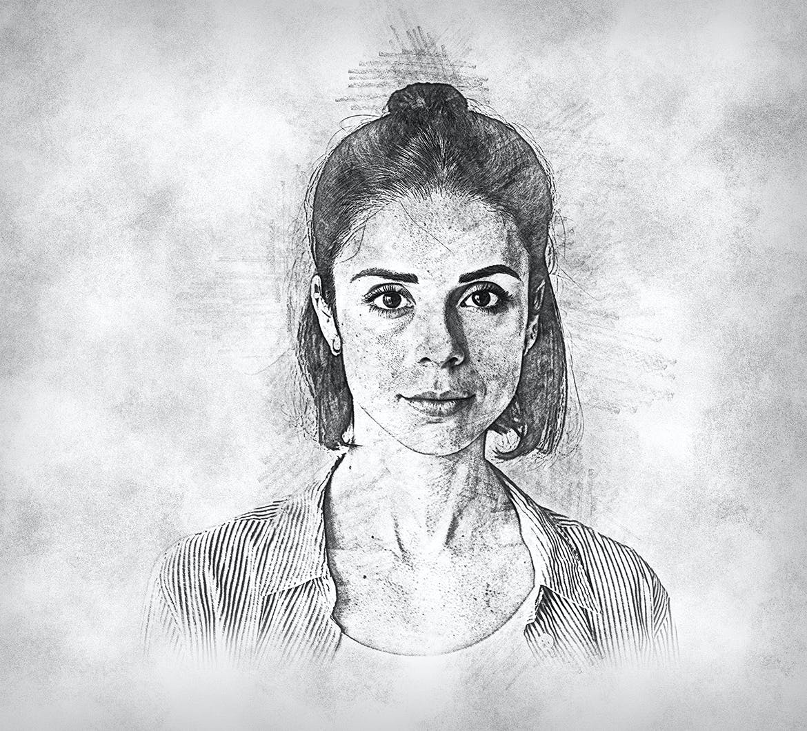 一键生成炭笔粉笔素描效果PS动作下载