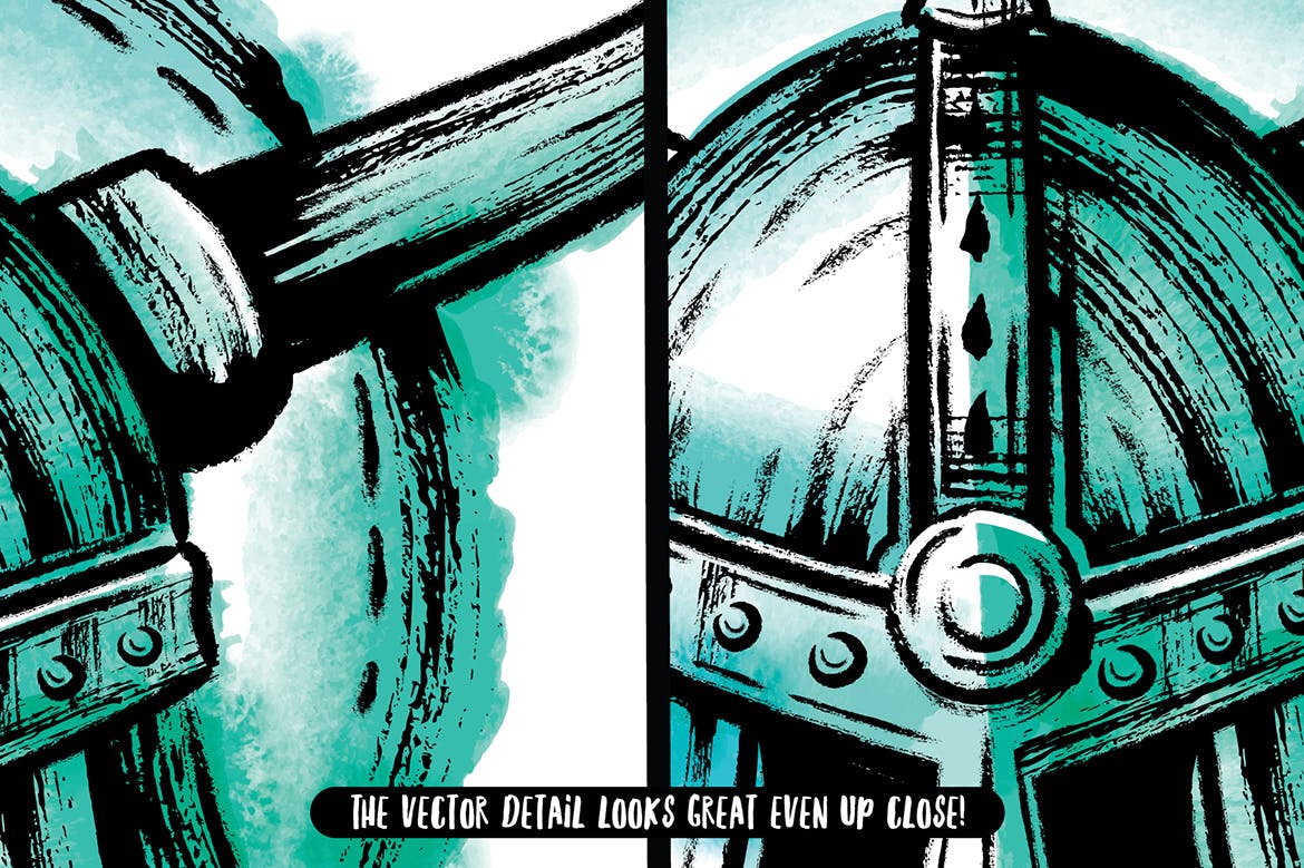 多用途手绘水墨墨水illustrator笔刷素材包