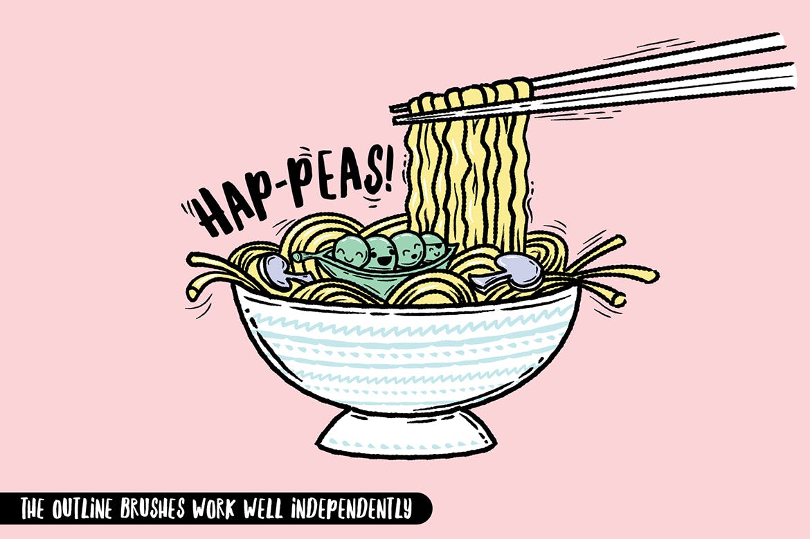 多用途手绘水墨墨水illustrator笔刷素材包