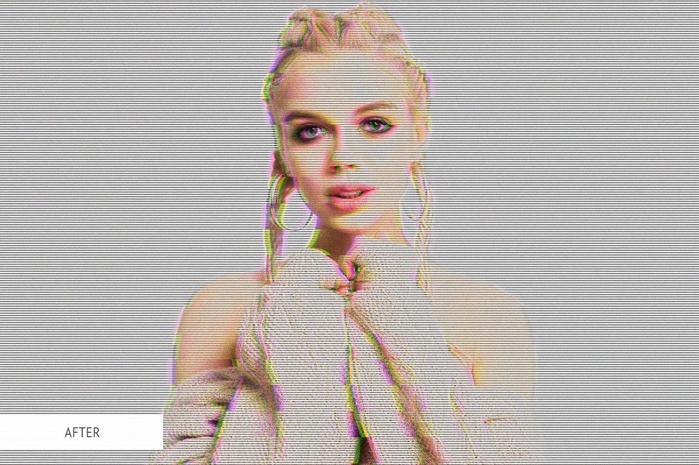 一键全自动生成数字小故障毛刺酷炫效果PS特效动作