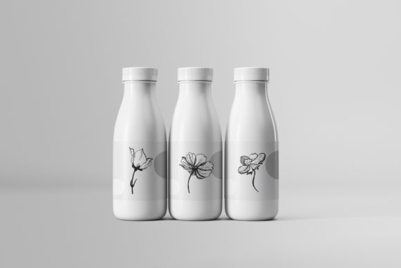 35个黑白手绘花卉植物矢量插画素材合集