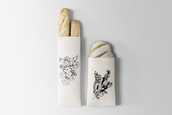 35个黑白手绘花卉植物矢量插画素材合集