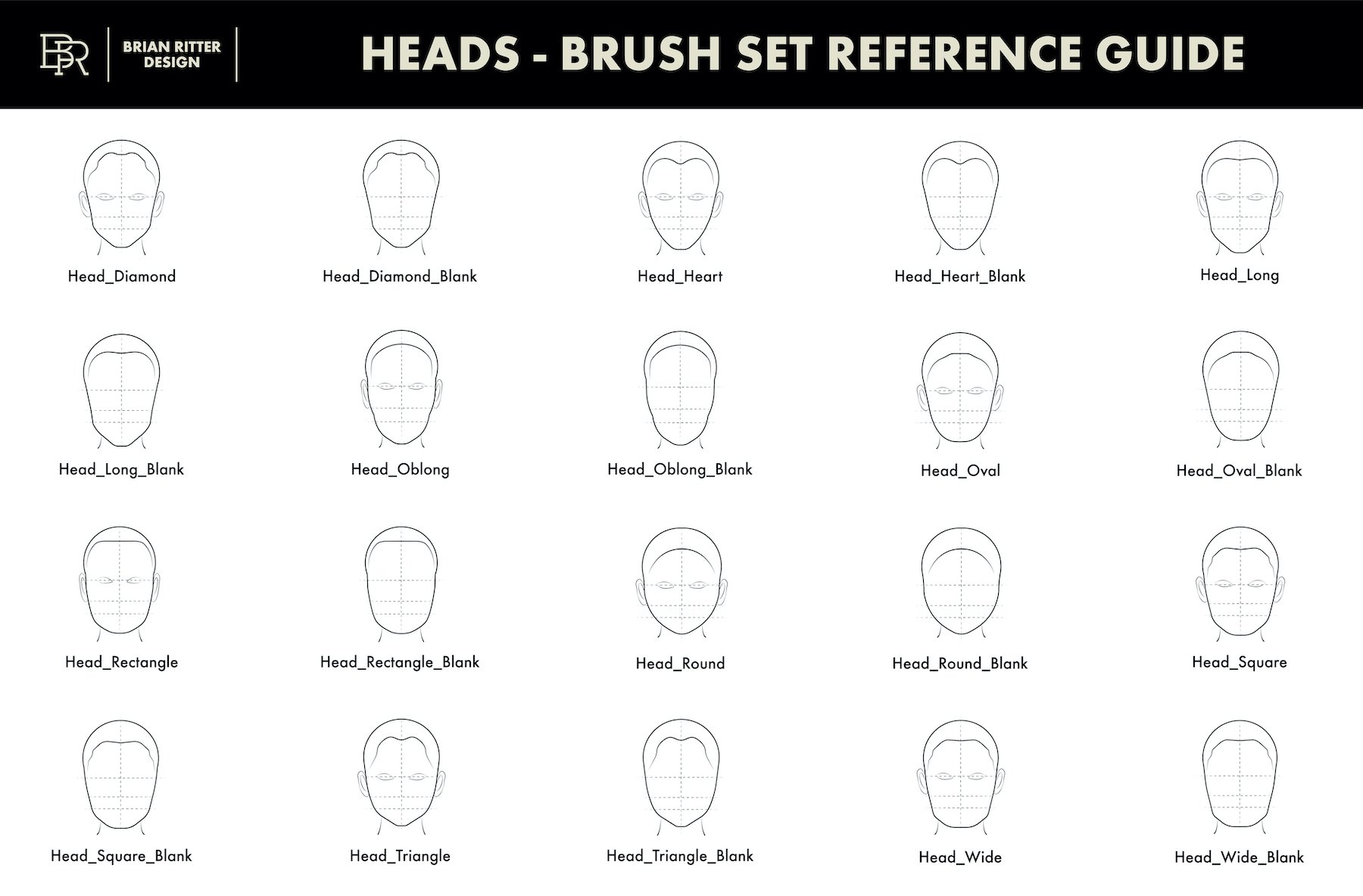 一组非常真实的人物头像系列Procreate笔刷工具套件