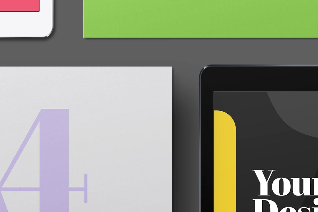 平板电脑及A4景观纸模型PSD套装样机素材