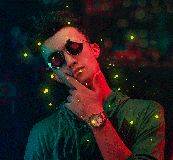 一键在PS里生成光影发光彩色粒子动画效果