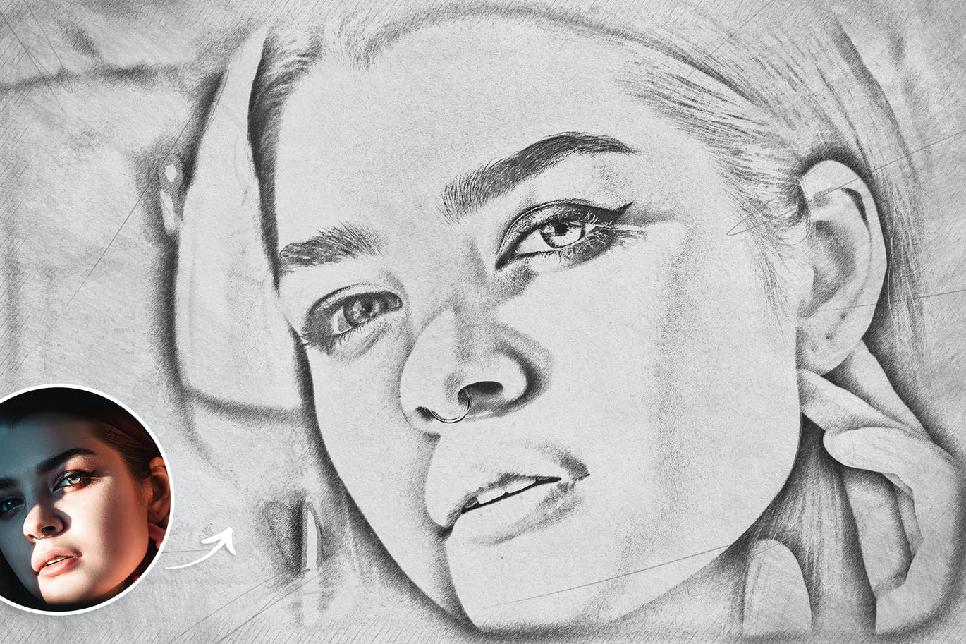 一秒生成逼真质感铅笔手绘预设样机展示模型PS模板