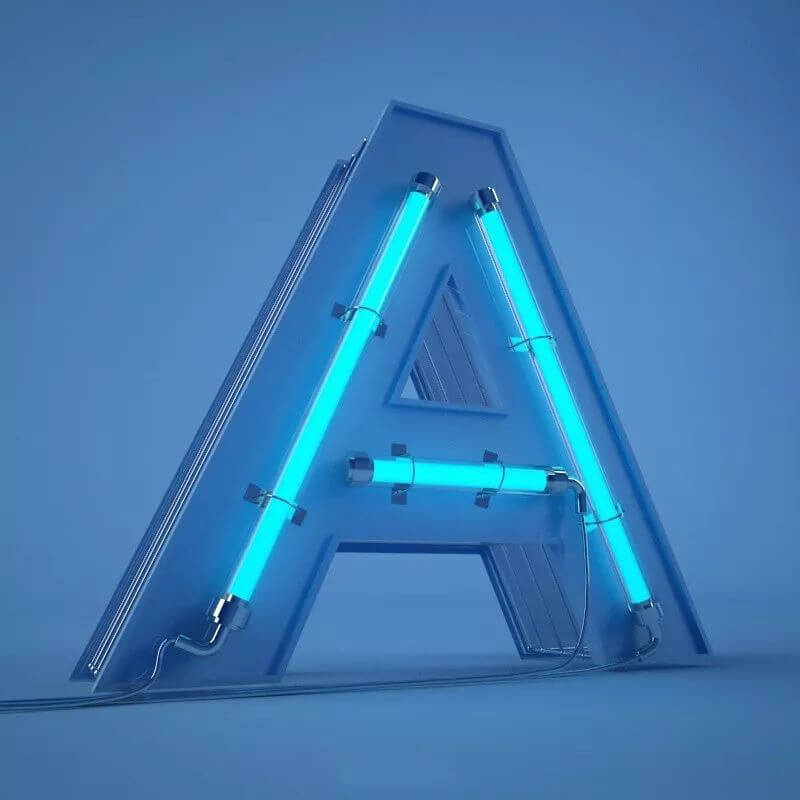 26个C4D霓虹灯字母模型，附赠PSD模板，帮你快速学习建模