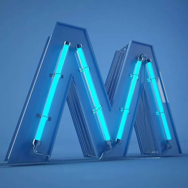 26个C4D霓虹灯字母模型，附赠PSD模板，帮你快速学习建模