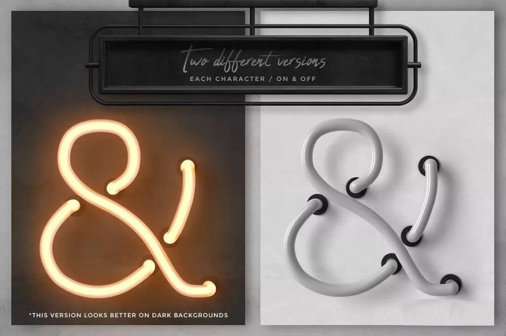 26个C4D霓虹灯字母模型，附赠PSD模板，帮你快速学习建模