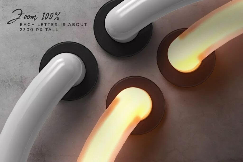 26个C4D霓虹灯字母模型，附赠PSD模板，帮你快速学习建模