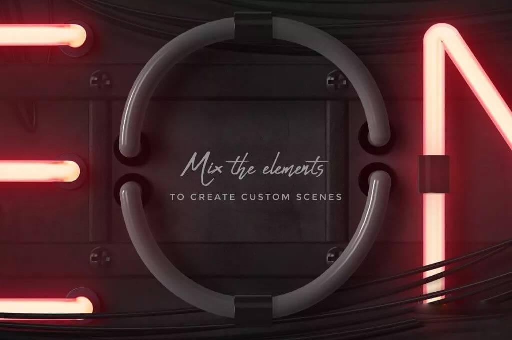 26个C4D霓虹灯字母模型，附赠PSD模板，帮你快速学习建模