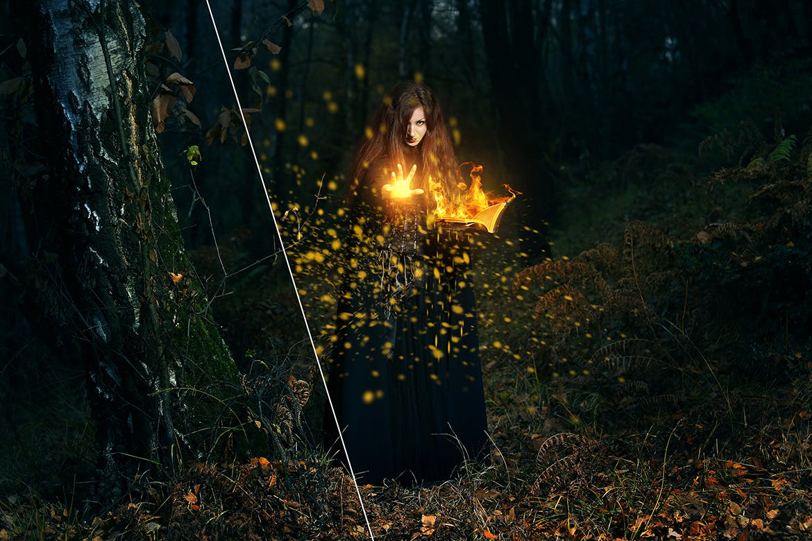 电影级海报真实金光魔法PS动作