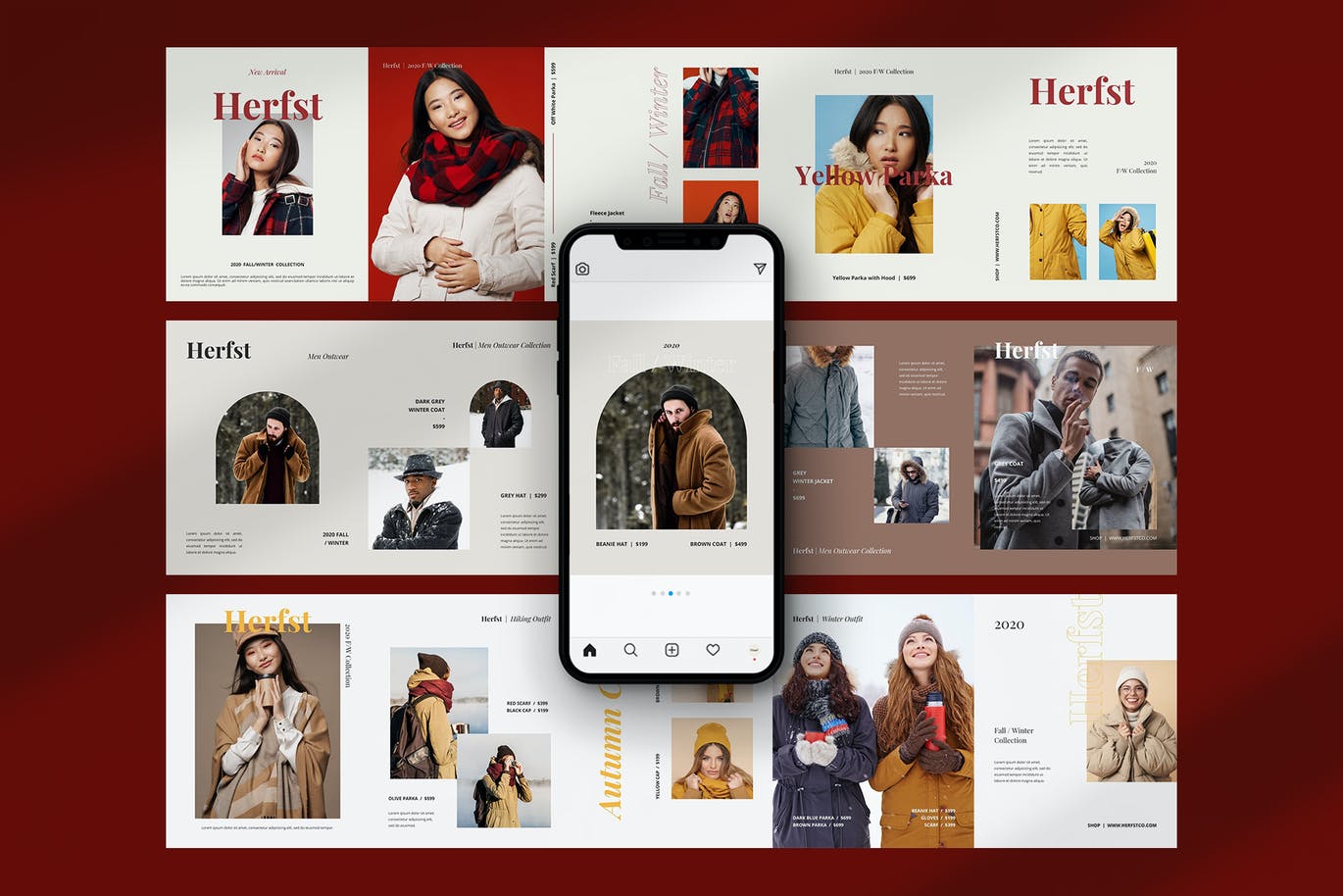 一套时尚高端Ins社交媒体Banner海报版式PSD设计模板