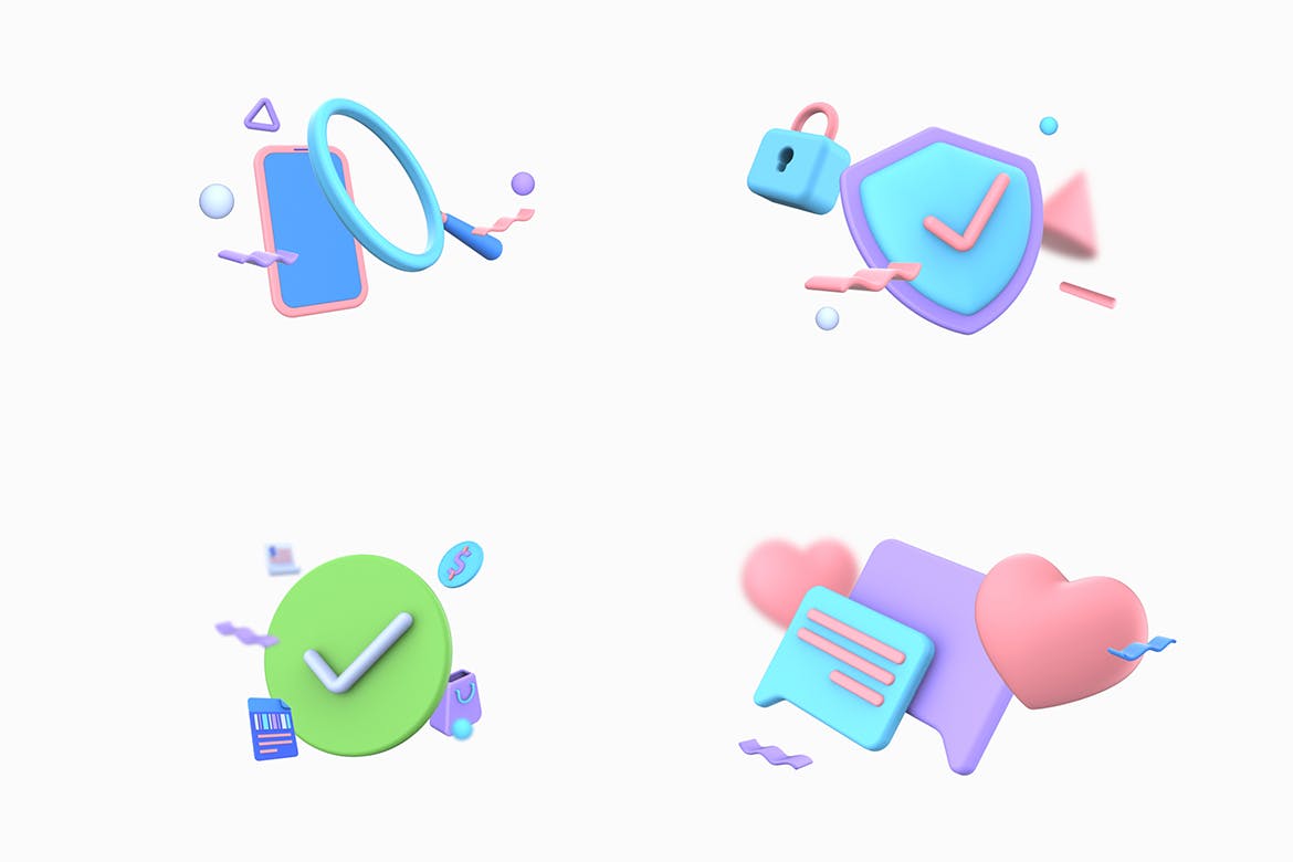 3D立体风格购物促销插图双11电商UI设计插画合集（中）