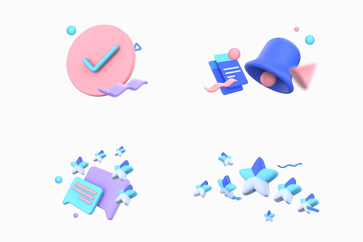 3D立体风格购物促销插图双11电商UI设计插画合集（中）