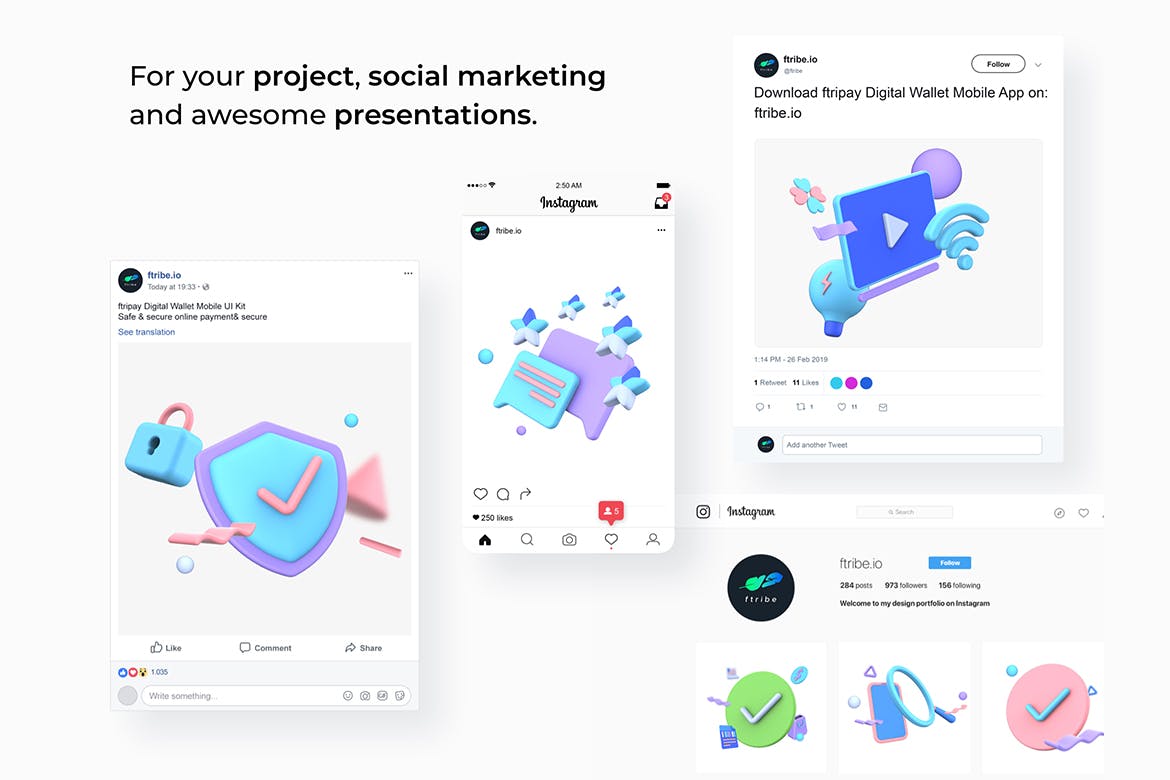 3D立体风格购物促销插图双11电商UI设计插画合集（中）