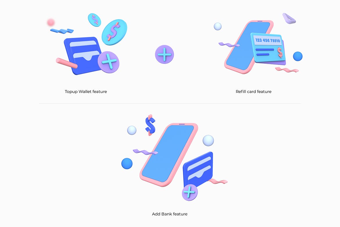 3D立体风格购物促销插图双11电商UI设计插画合集（下）