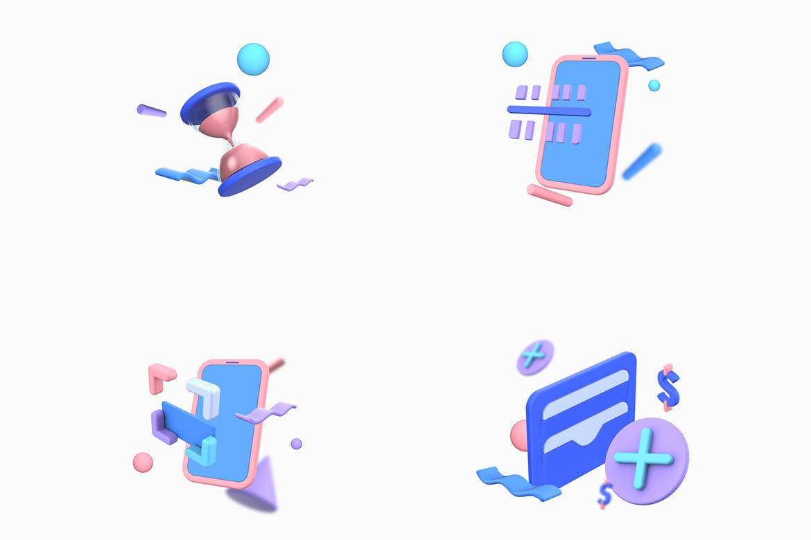 3D立体风格购物促销插图双11电商UI设计插画合集（下）