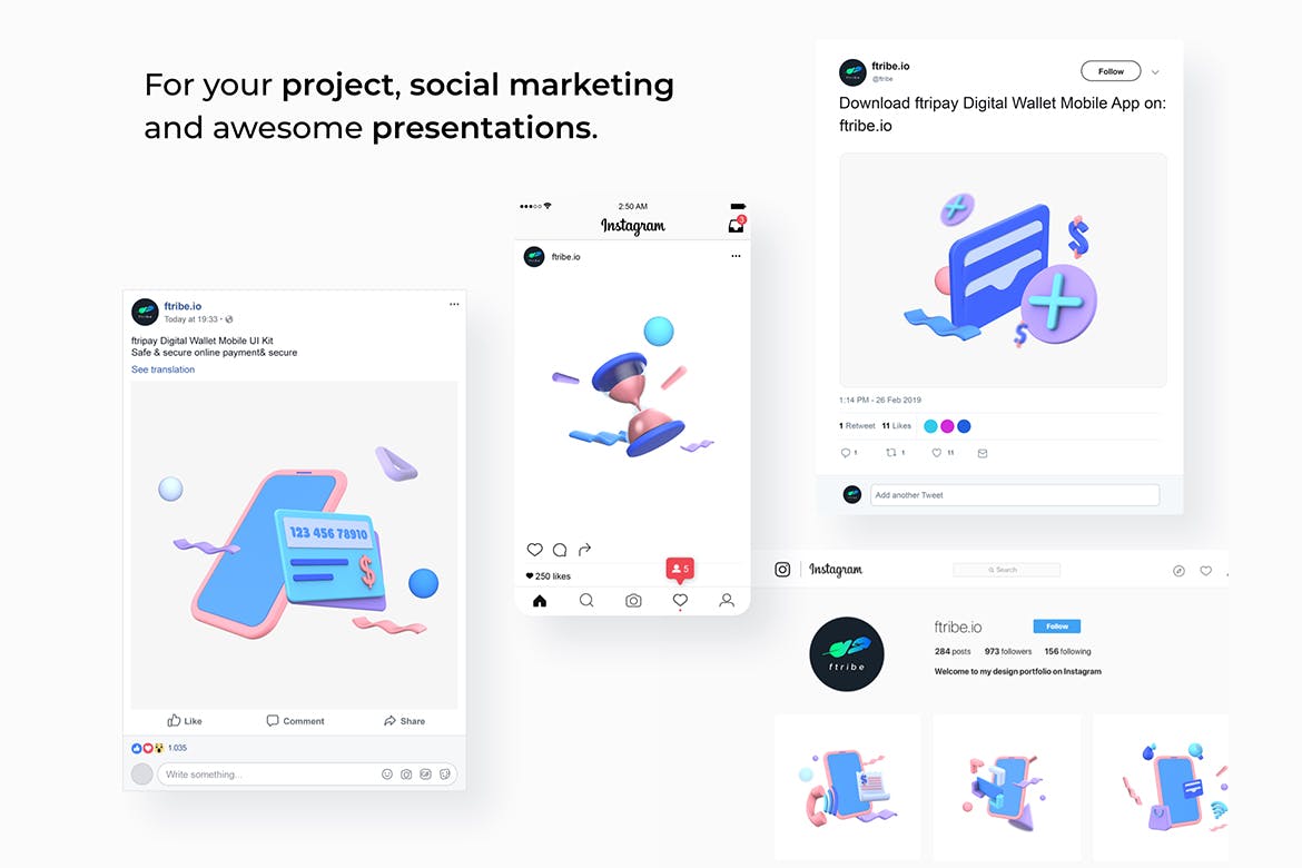 3D立体风格购物促销插图双11电商UI设计插画合集（下）