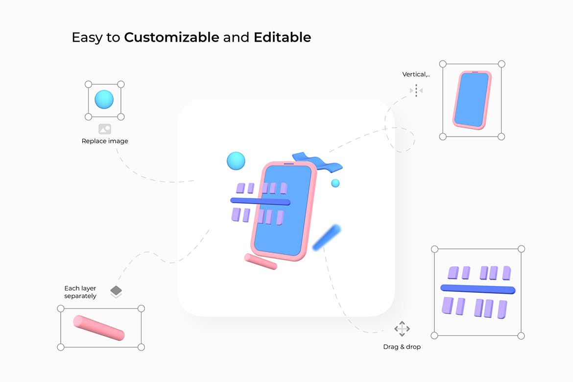 3D立体风格购物促销插图双11电商UI设计插画合集（下）