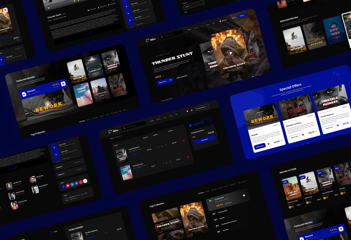 暗黑风格视频流媒体酷炫网站模板