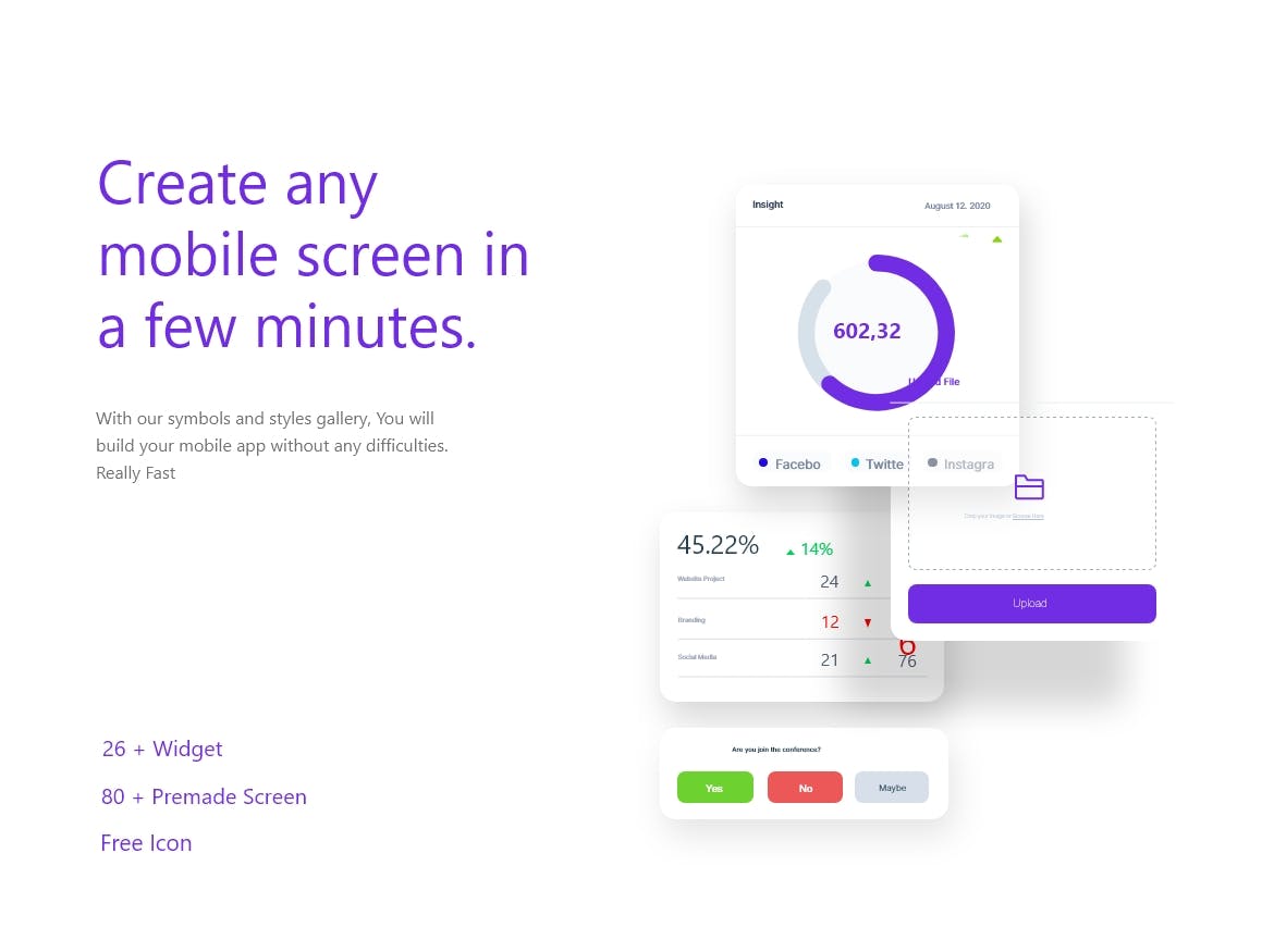 风格现代的任务管理APP UI模板素材下载