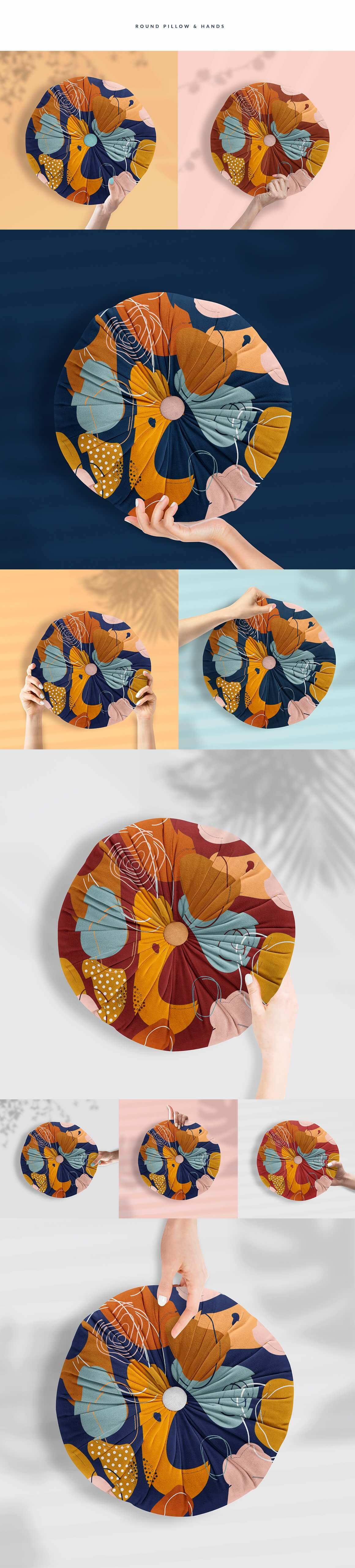 手持枕头图案设计PSD样机素材