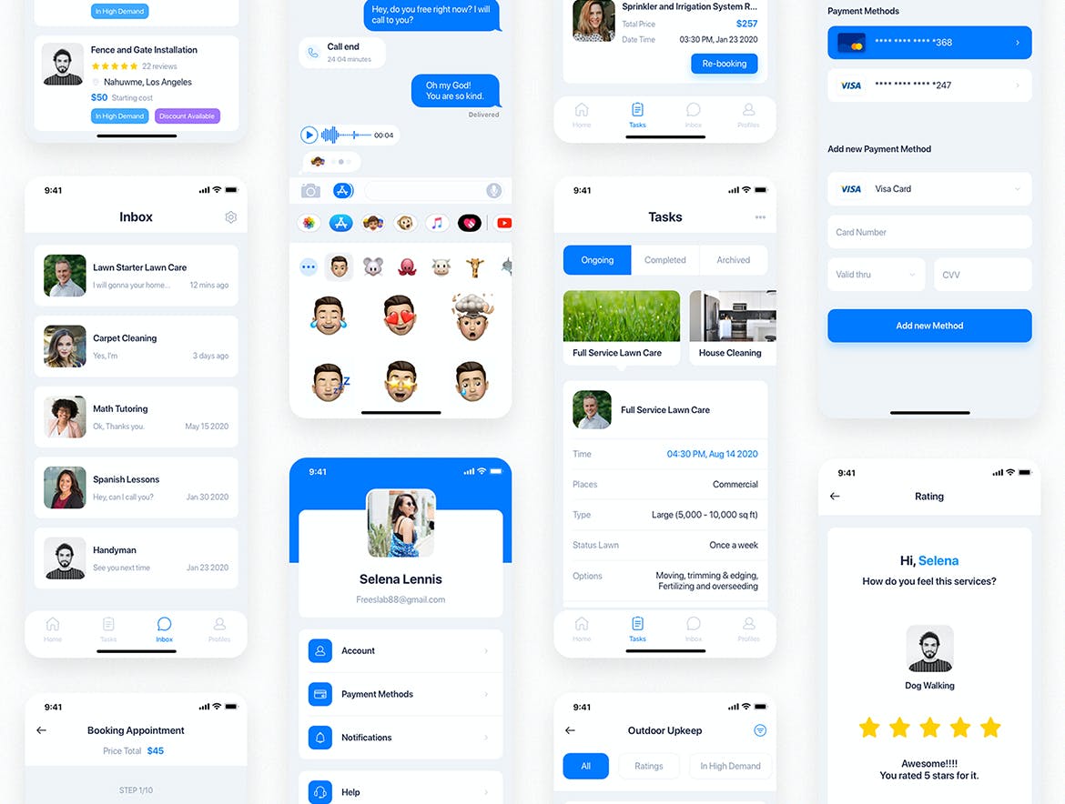 高品质家政清洁钟点工APP UI KITS素材