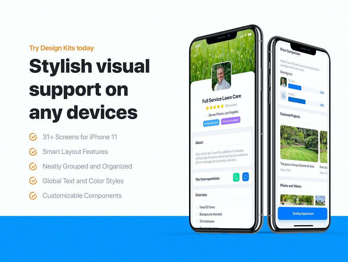 高品质家政清洁钟点工APP UI KITS素材