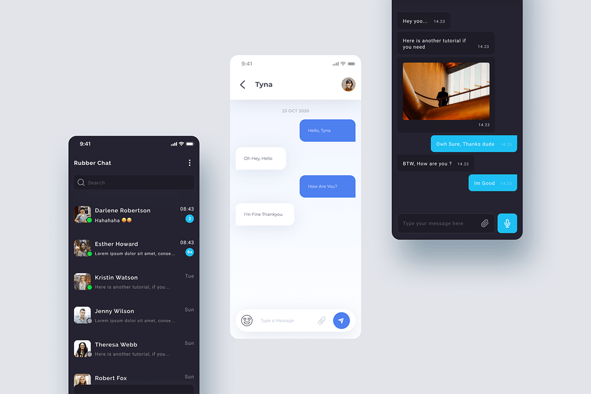 移动应用APP UI KIT聊天界面信息设计素材