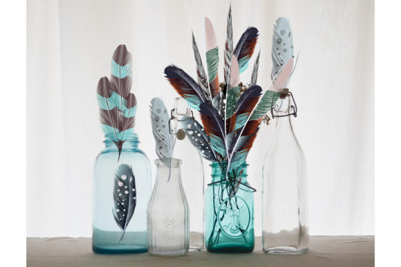 波西米亚风格矢量羽毛插画素材集