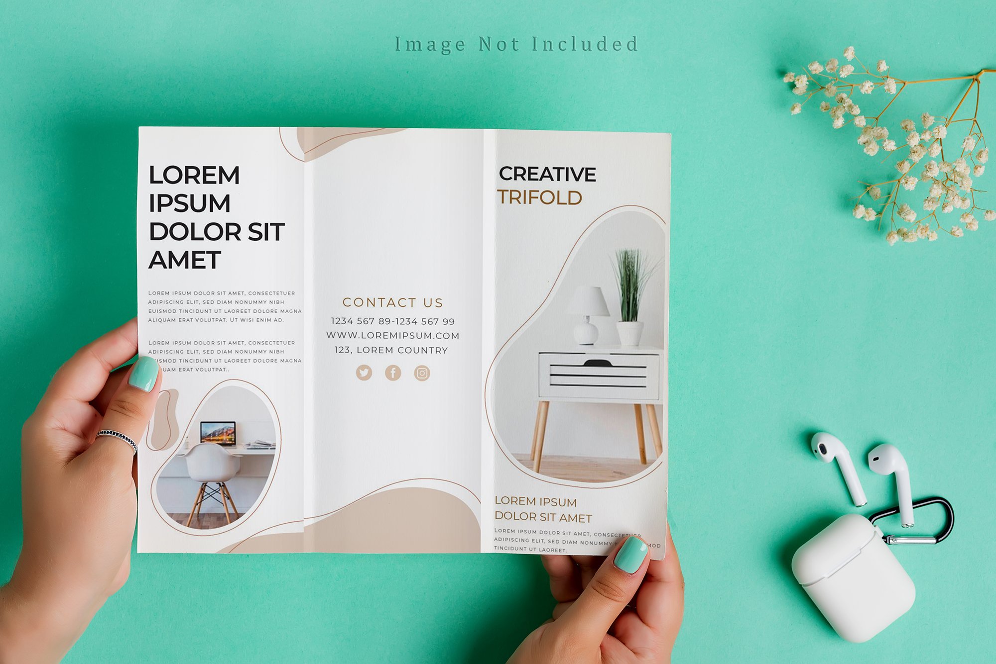 欧美风格精美三折页画册VI样机PSD素材