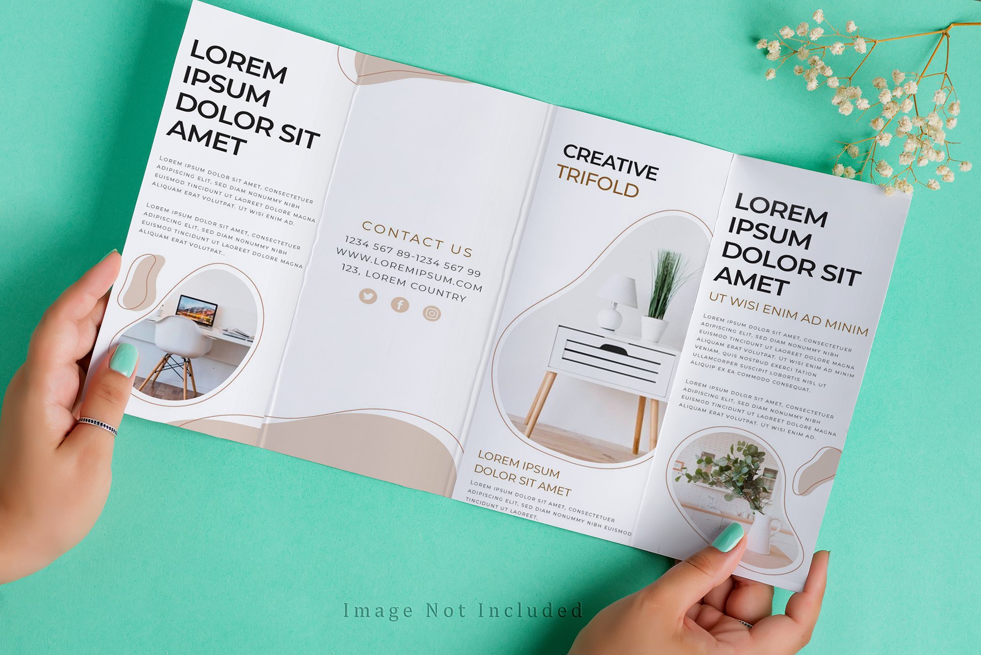 欧美风格精美三折页画册VI样机PSD素材