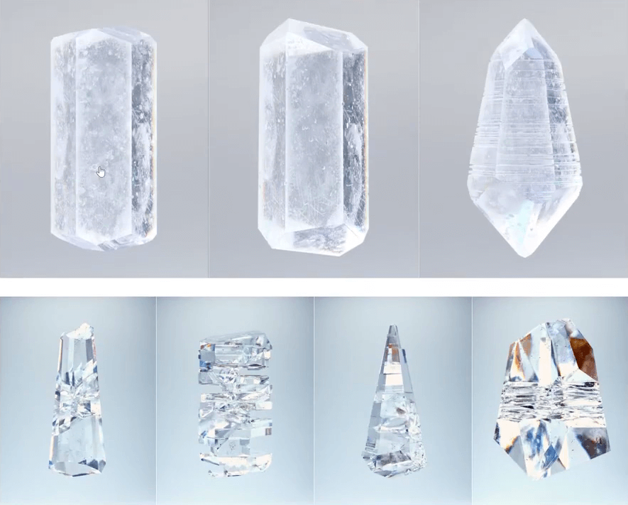 C4D可自定义程序化水晶模型预设New Quartz FM 水晶预设钻石模型预设素材