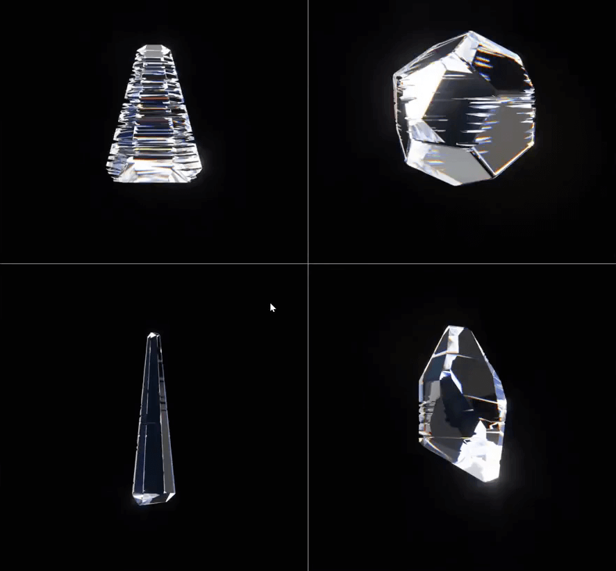 C4D可自定义程序化水晶模型预设New Quartz FM 水晶预设钻石模型预设素材