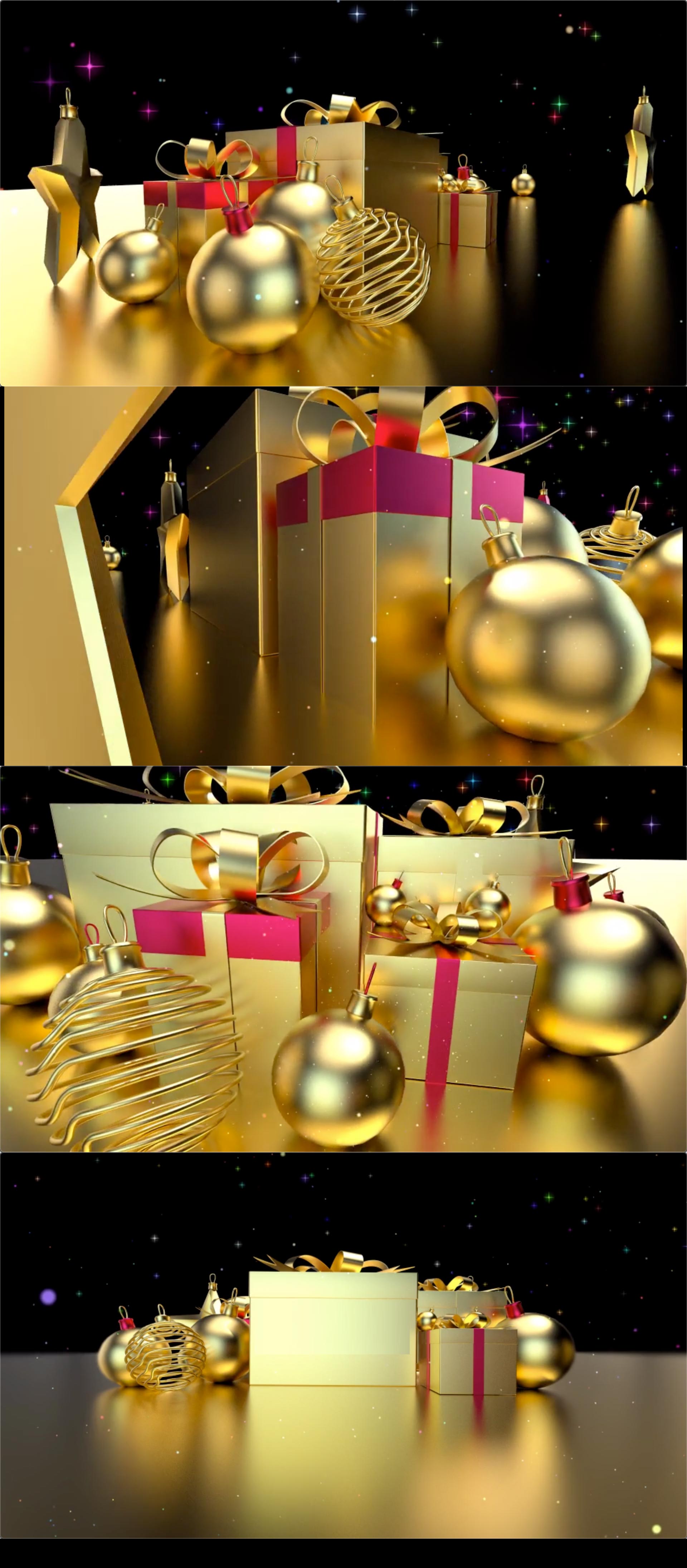 金色圣诞节氛围高端动感视频AE模板下载