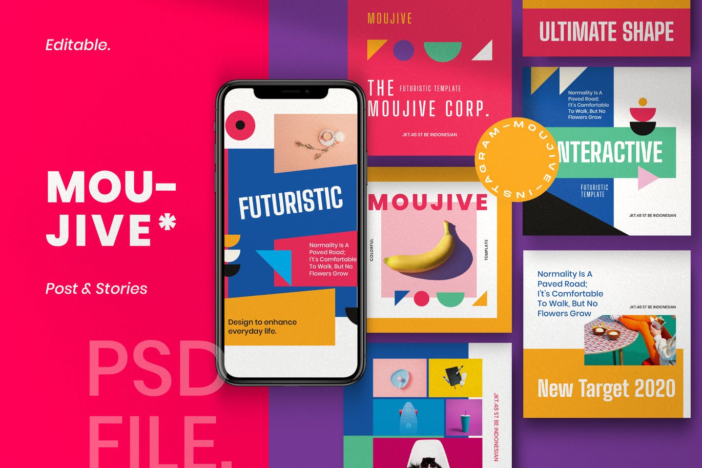 20个时尚简约鲜艳色块多用途banner海报PSD设计素材