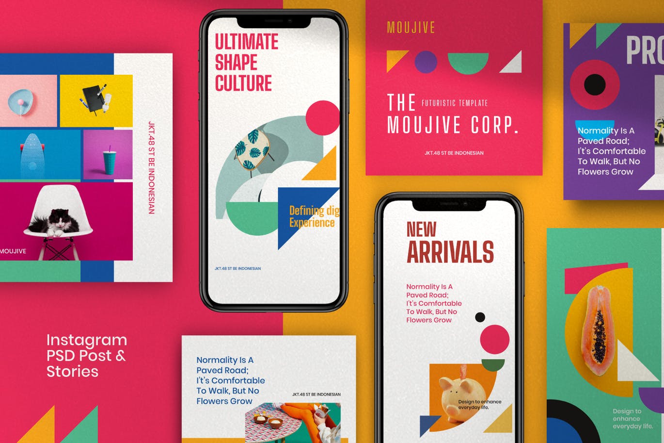 20个时尚简约鲜艳色块多用途banner海报PSD设计素材