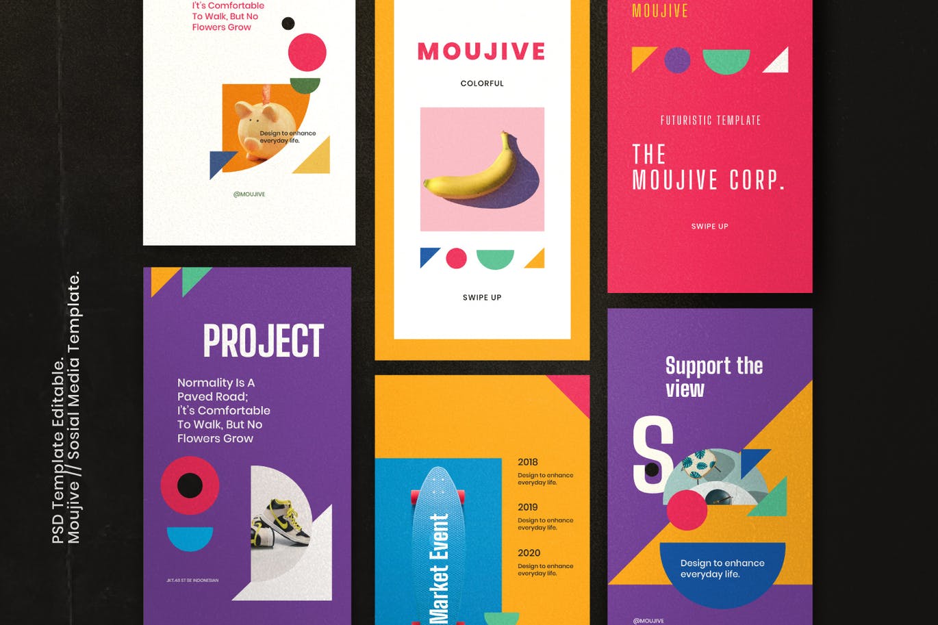 20个时尚简约鲜艳色块多用途banner海报PSD设计素材