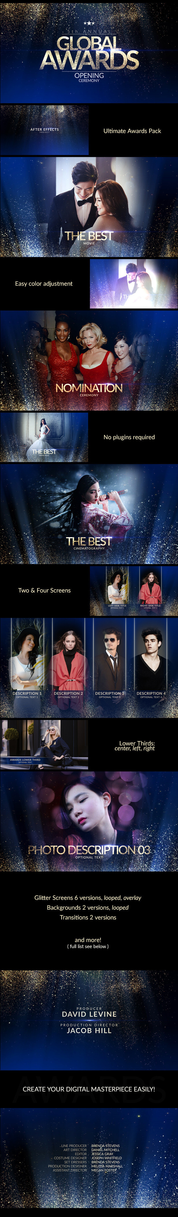 华丽优雅闪耀粒子晚会活动公司企业年会颁奖典礼开场片头包装AE模版