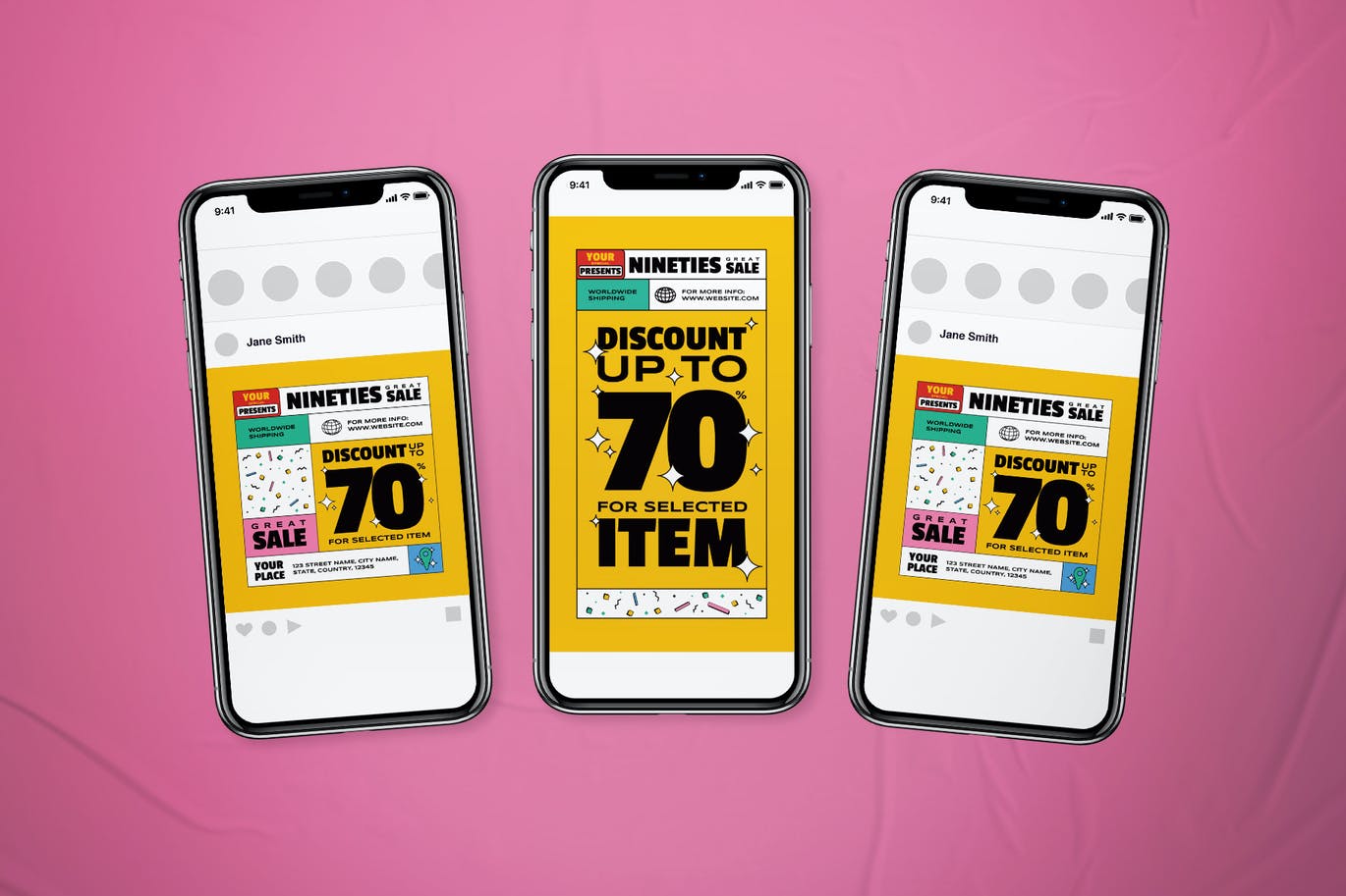 高端时尚复古新孟菲斯风格Banner宣传页海报设计PSD素材模板